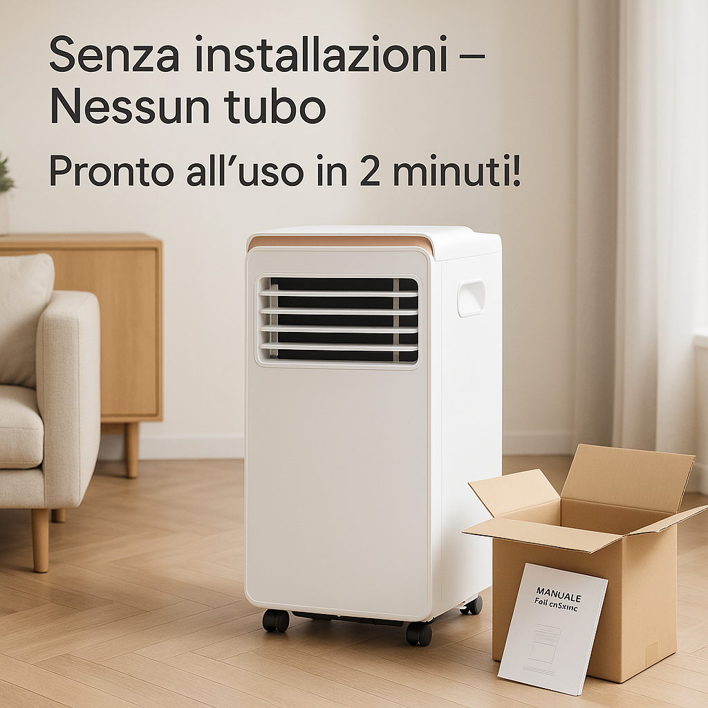 Condizionatore Portatile 5 in 1 - 9000BTU - senza tubi esterni